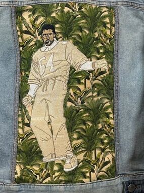 Custom-Embroidered Denim Jacket with Celebrity Bad Bunny